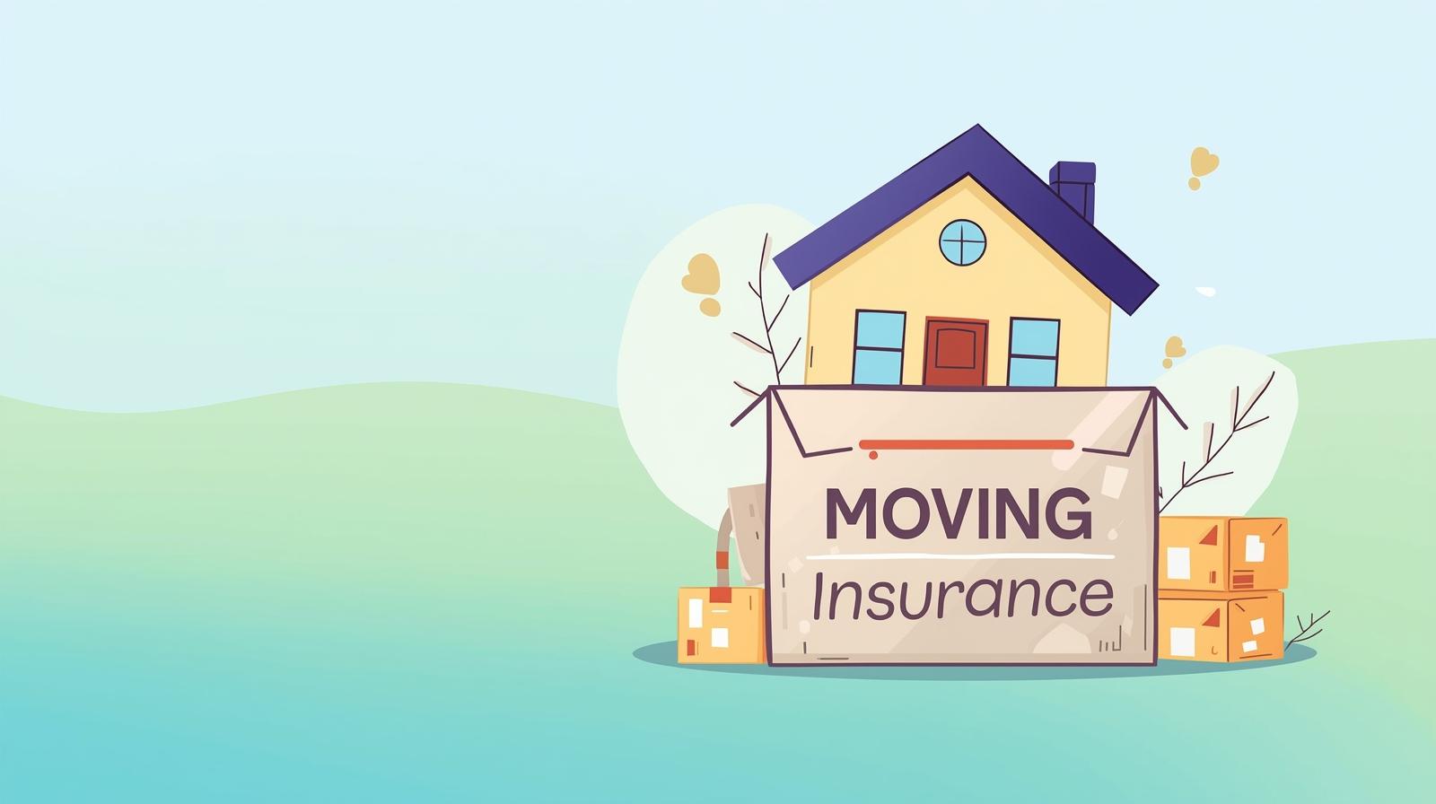 A protective shield icon hovering over a stack of moving boxes, symbolizing protection for belongings.